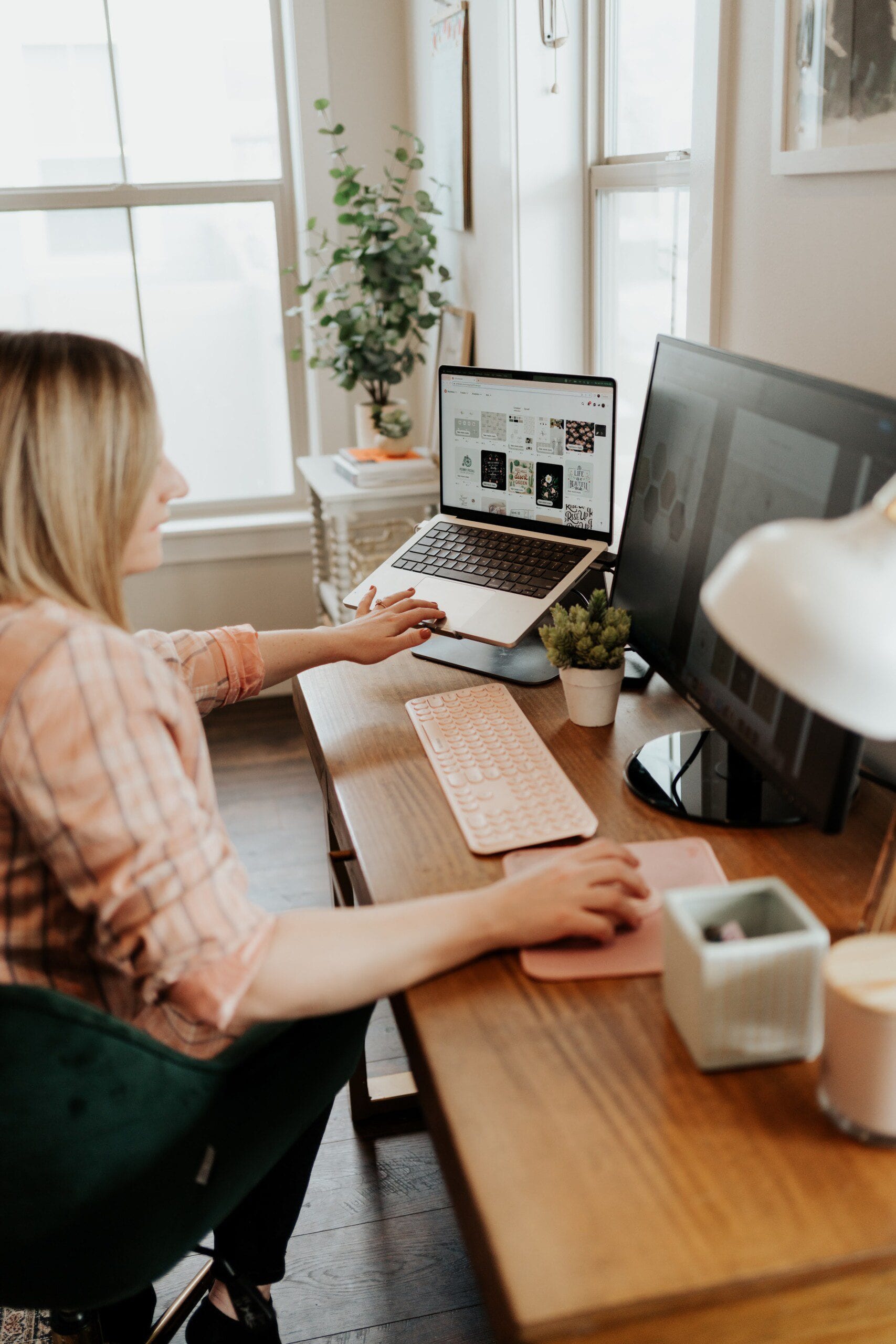 Meagan Griffin working at her desk